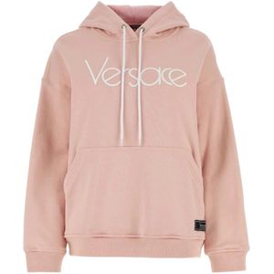 Versace, Sweatshirts & Hoodies, Dames, Roze, 2Xs, Katoen, Roze Oversized Sweatshirt