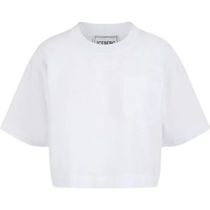 Iceberg, Tops, Dames, Wit, L, Katoen, Wit T-shirt met geborduurd logo
