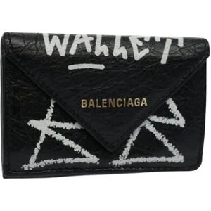 Balenciaga Vintage, Pre-owned, Dames, Zwart, ONE Size, Tweed, Tweedehands leren portemonnees