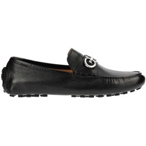 Salvatore Ferragamo, Schoenen, Heren, Zwart, 40 EU, Leer, Zwarte Leren Drivers Moccasins