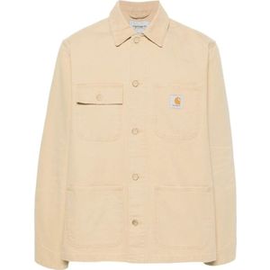 Carhartt Wip, Biologisch Katoenen Canvas Jas Beige, Heren, Maat:S