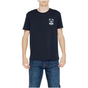 Moschino, Tops, Heren, Zwart, XL, Katoen, Heren T-shirt Lente/Zomer Collectie