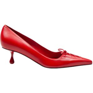 Jimmy Choo, Schoenen, Dames, Rood, 38 EU, Leer, Rode Leren Pumps met Veters