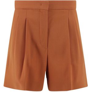 Max Mara Studio, Korte broeken, Dames, Oranje, 3Xs, Wol, Op Maat Gemaakte Wolcrepe Broek