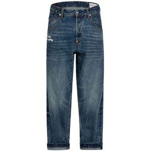 Evisu, Jeans, Heren, Blauw, W32, Denim, Blauwe Denim Jeans met Zeemeeuw Borduurwerk