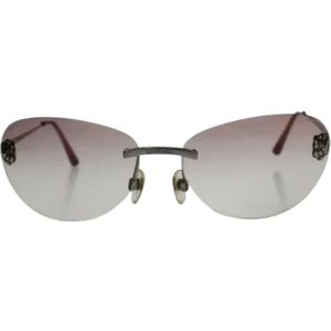 Chanel Vintage, Pre-owned, Dames, Roze, ONE Size, Tweed, Pre-owned Plastic sunglasses