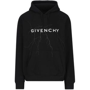 Givenchy, Sweatshirts & Hoodies, Heren, Zwart, L, Katoen, Zwarte Trui met Trekkoord en Kangoeroezak