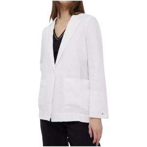 Tommy Hilfiger, Dames Linnen Enkellange Blazer Wit, Dames, Maat:L