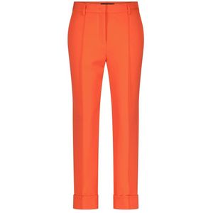 Marc Cain, High-Waist Broek met Rechte Pijpen Oranje, Dames, Maat:M