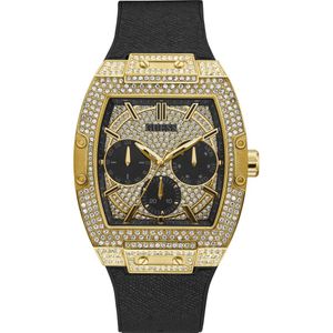 Guess, Goudkleurige Kristal Phoenix Horloge Zwart, Heren, Maat:ONE Size