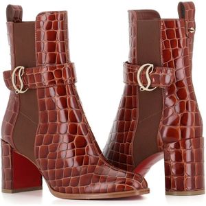 Christian Louboutin, Schoenen, Dames, Bruin, 39 EU, Leer, Brandy Krokodil Chelsea Laarzen