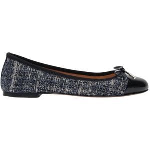 Scarosso, Schoenen, Dames, Blauw, 38 EU, Tweed, Blauwe Tweed Ballet Flats met Veters