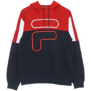 Fila, Sweatshirts & Hoodies, Heren, Veelkleurig, S, Katoen, Geblokkeerde Lichtgewicht Hoodie Zwart/Rood/Wit