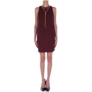 Elisabetta Franchi, Kleedjes, Dames, Rood, L, Polyester, Bordeaux Jurken Rits Sluiting Achterkant