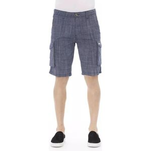 Baldinini, Korte broeken, Heren, Blauw, W38, Katoen, Blauwe Cargo Shorts met Rits- en Knoopsluiting