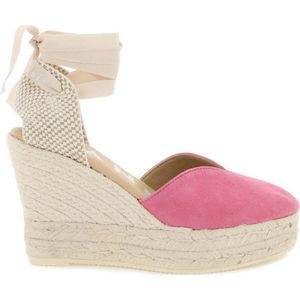 Manebí, Wedge Espadrilles met hartvormige halslijn Roze, Dames, Maat:37 EU