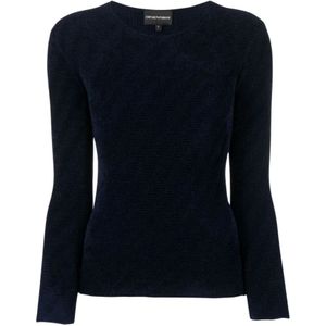 Emporio Armani, Donkerblauwe Sweater Blauw, Dames, Maat:M