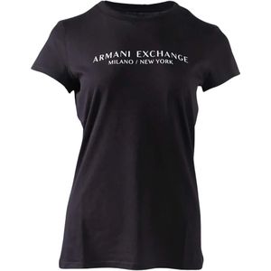 Armani Exchange, Tops, Dames, Zwart, M, Katoen, T-Shirts