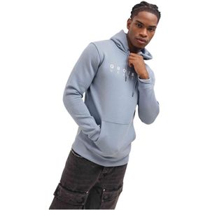 Quotrell, Sweatshirts & Hoodies, Heren, Blauw, L, Katoen, Blauw/Wit Hoodie Heren Stijlvol Model