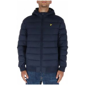 Lyle & Scott, Blauwe Bedrukte Hoodie Jas Blauw, Heren, Maat:2XL