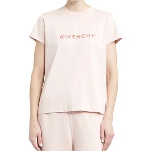 Givenchy, Blush Pink Slim Fit T-Shirt Roze, Dames, Maat:L