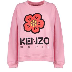 Kenzo, Sweatshirts & Hoodies, Dames, Roze, M, Katoen, Regular Sweatshirt met Boke Flower Logo