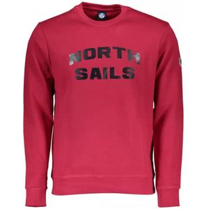 North Sails, Sweatshirts & Hoodies, Heren, Rood, M, Katoen, Rode Katoenen Trui met Lange Mouwen en Logo Print