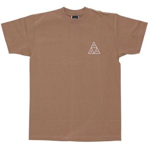 Huf, Tops, Heren, Bruin, XL, Katoen, Triangle Tee Camel Korte Mouw T-shirt