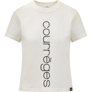 Courrèges, Tops, Dames, Wit, L, Witte T-shirt met korte mouwen en print op de voorkant