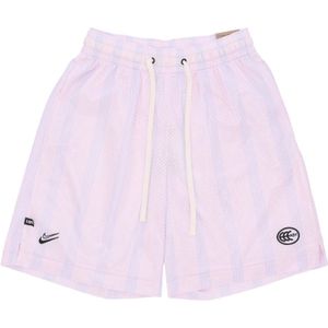 Nike, Korte broeken, Heren, Roze, S, Polyester, Basketbal Mesh Shorts met Elastische Taille