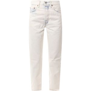Levi's, Jeans, Dames, Wit, W23, Katoen, Witte Jeans met Tapered Leg