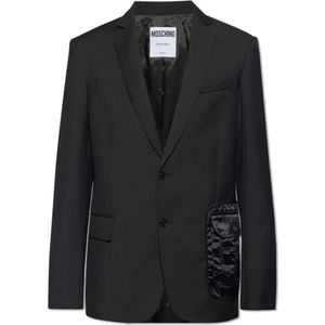 Moschino, Wollen blazer Zwart, Heren, Maat:L