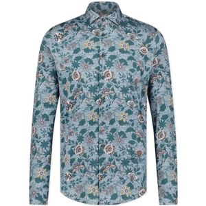 Blue Industry, Overhemden, Heren, Groen, 4Xl, Katoen, Stijlvol Groen Bedrukt Casual Overhemd