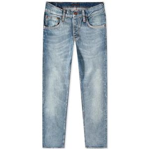 Nudie Jeans, Versleten Sonic Grim Tim Jeans Blauw, Heren, Maat:W33