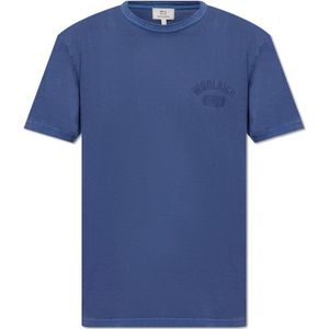 Woolrich, Tops, Heren, Blauw, S, Katoen, T-shirt met logo