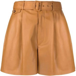 Polo Ralph Lauren, Korte broeken, Dames, Beige, M, Leer, Shorts