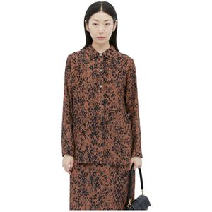 A.p.c., Blouses & Shirts, Dames, Bruin, L, Luipaardprint Juliette Shirt