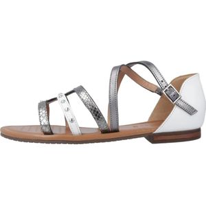 Geox, Schoenen, Dames, Grijs, 39 1/2 EU, Comfortabele platte sandalen voor vrouwen