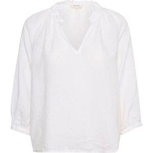 Part Two, Witte Linnen Blouse met Ruches Wit, Dames, Maat:2XL