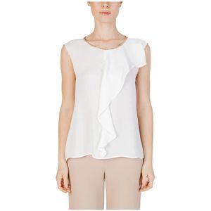 Alviero Martini 1a Classe, Tops, Dames, Wit, XL, Polyester, Witte mouwloze ronde hals blouse