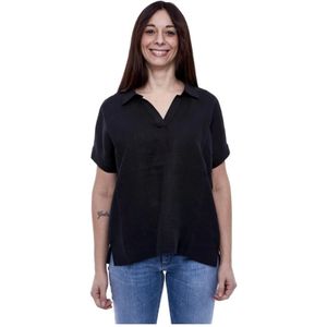 Alpha Studio, Blouses & Shirts, Dames, Zwart, L, Dames Jersey Polo