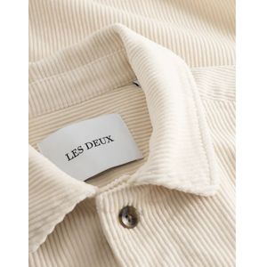 Les Deux, Jassen, Heren, Beige, L, Corduroy Overshirt Klassieke Kraag Borstzak