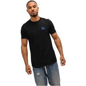 Off The Pitch, Tops, Heren, Zwart, S, Katoen, Slim Fit T-Shirt Zwart/Blauw Heren