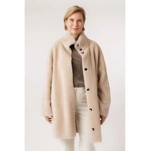 Oakwood, Jassen, Dames, Beige, L, Polyester, Thalia Jas met hoge kraag en drukknoopsluiting