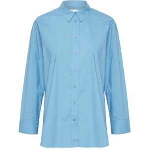 Part Two, Oversized Katoenen Overhemd Blauw, Dames, Maat:2XL