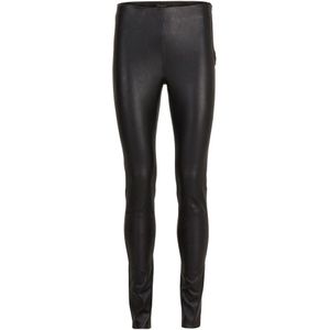 Selected Femme, Broeken, Dames, Zwart, S, Leer, Stretch Leren Broek met Knielijn