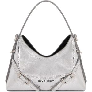 Givenchy, Tassen, Dames, Grijs, ONE Size, Zilveren Nano Lamshuid Handtas