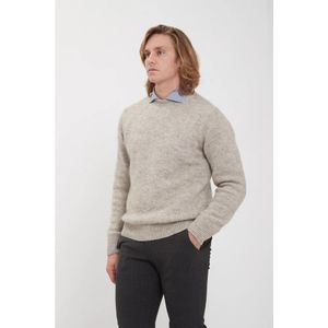 Jacob Cohën, Truien, Heren, Beige, L, Gestreepte Mohair Trui met Ronde Hals