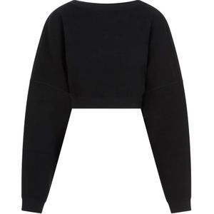 Saint Laurent, Sweatshirts & Hoodies, Dames, Zwart, S, Katoen, Zwarte Katoenen Sweatshirt met Uitsnijddetail