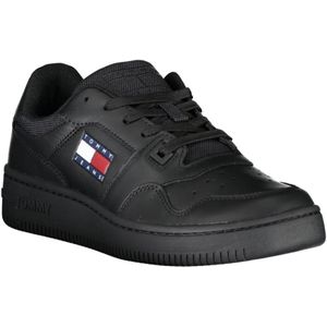 Tommy Hilfiger, Schoenen, Dames, Zwart, 37 EU, Sportieve Veterschoenen Zwart Contrast Print